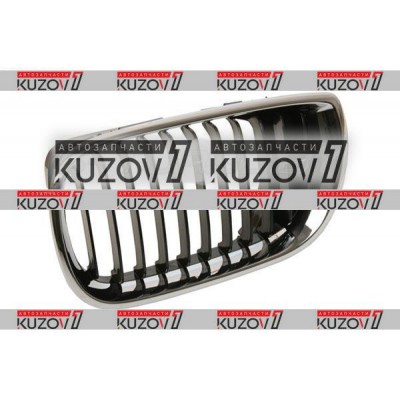 Решетка радиатора (левая) Хром + Черные Ребра для BMW 3 (E46) 2001-2005 - фото