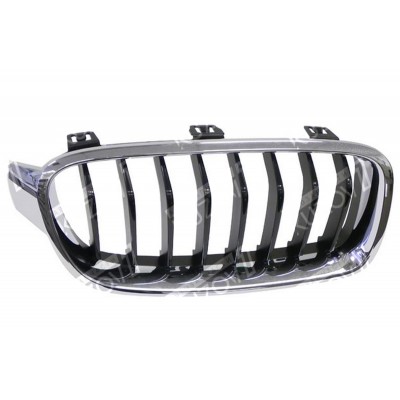 Решетка радиатора (правая) M-Sport, Хром, Черная TYG для BMW 3 (F30 / F31) 2011-2018 - фото