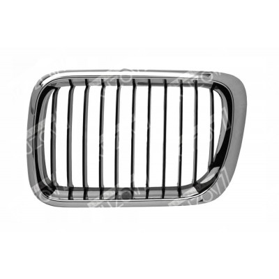 Решетка радиатора (левая) Хром + Черные Ребра TYG для BMW 5 (E39) 1995-2000 - фото