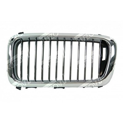 Решетка радиатора (левая) Хром + Хром Ребра (черные Внутри) TYG для BMW 7 (E38) 1994-2001 - фото