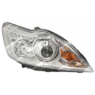 Передняя фара (правая) Xenon, Линзовая, Хром, TYC для FORD FOCUS 2008-2011 - фото