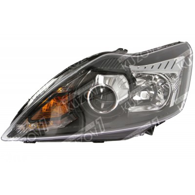Передняя фара (левая) Xenon, Темная С Хром Уголком, TYC для FORD FOCUS 2008-2011 - фото