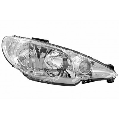 Передняя фара (правая) Прозрачный, Двухламповая, TYC для PEUGEOT 206 2003-2009 - фото