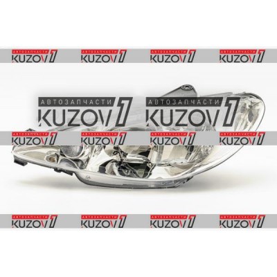 Передняя фара (левая) Прозрачный, Двухламповая, TYC для PEUGEOT 206 2003-2009 - фото