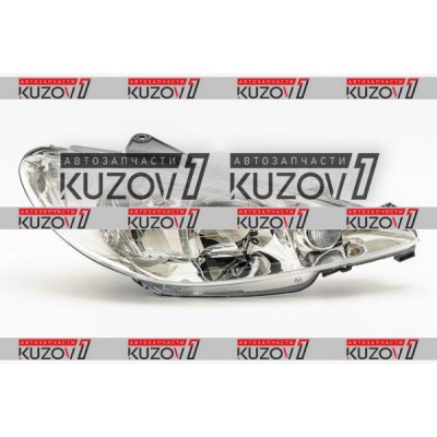 Передняя фара (правая) Прозрачный, Двухламповая, TYC для PEUGEOT 206 2003-2009 - фото