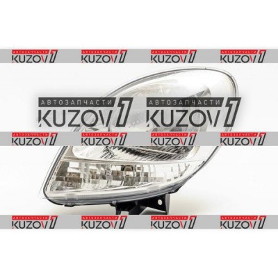 Передняя фара (левая) Хром, С Белым Поворотом, TYC для RENAULT KANGOO 2003-2008 - фото